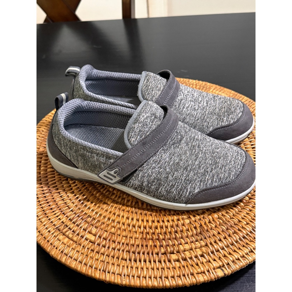 Orthofeet Coral Gray Stretch Knit Slip On Walking Shoes Womens 9 Wide 822